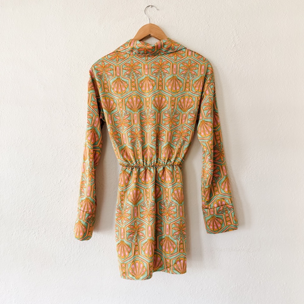 Show Me Your MuMu Womens Pink & Green Clara Silky Mini Dress - Picture 4 of 10